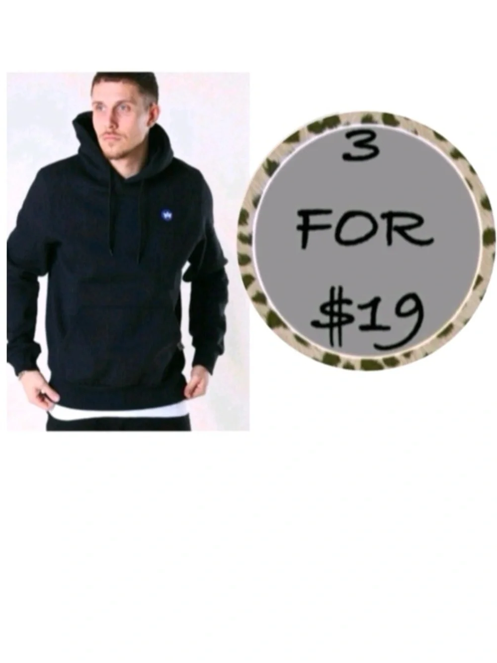 3/$19 Kronstadt Lars black Recycled cotton hoodie sweatshirt
